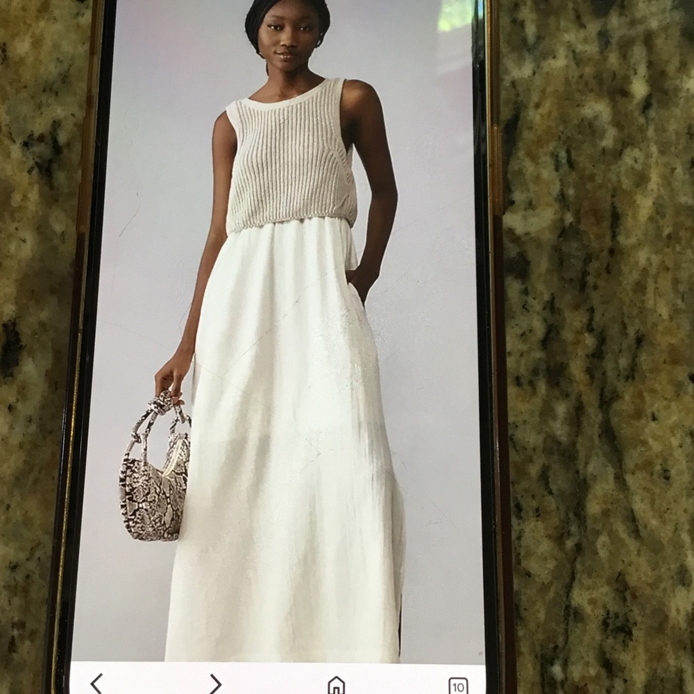 Anthropologie Ivory Maxi Dress with Knit Bodice